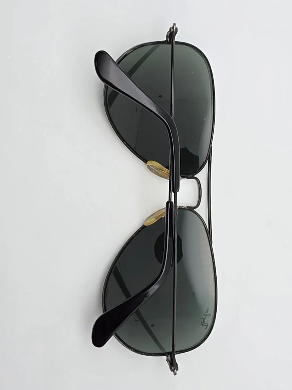 Ray-Ban B&L L2823 Black Chrome G-15 Green Glass Lens Aviator Sunglasses w/ Case